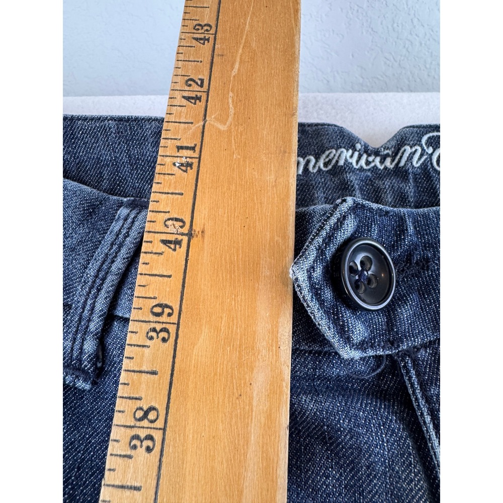 American Eagle Women's 4 Long Wide Leg Flare Jeans Dark Wash Y2K Low Rise - Picture 7 of 12